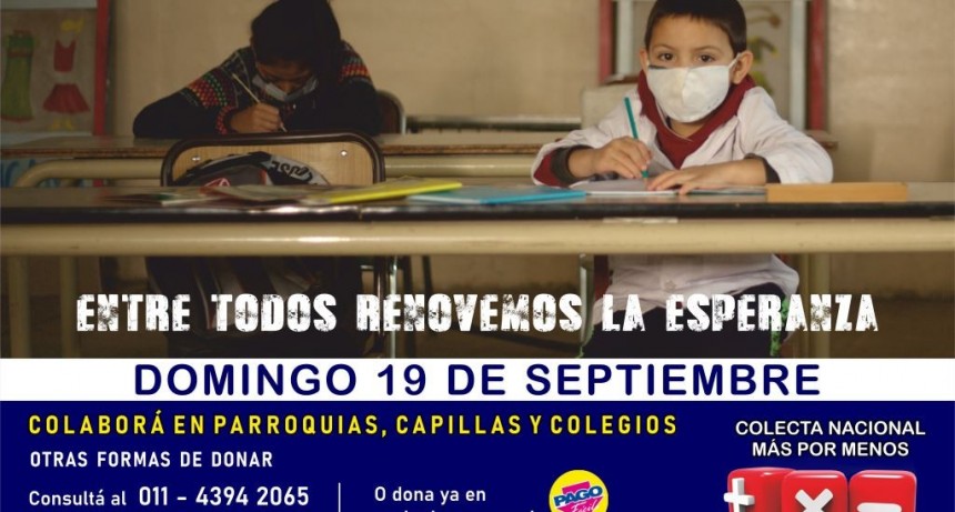 ESTE DOMINGO SE REALIZA LA COLECTA NACIONAL + X -