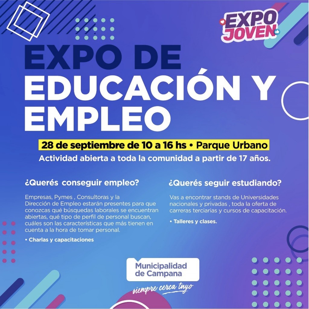 Se viene “Expo Joven, Educación y Empleo Educación”, un espacio conocer y pensar en tu futuro