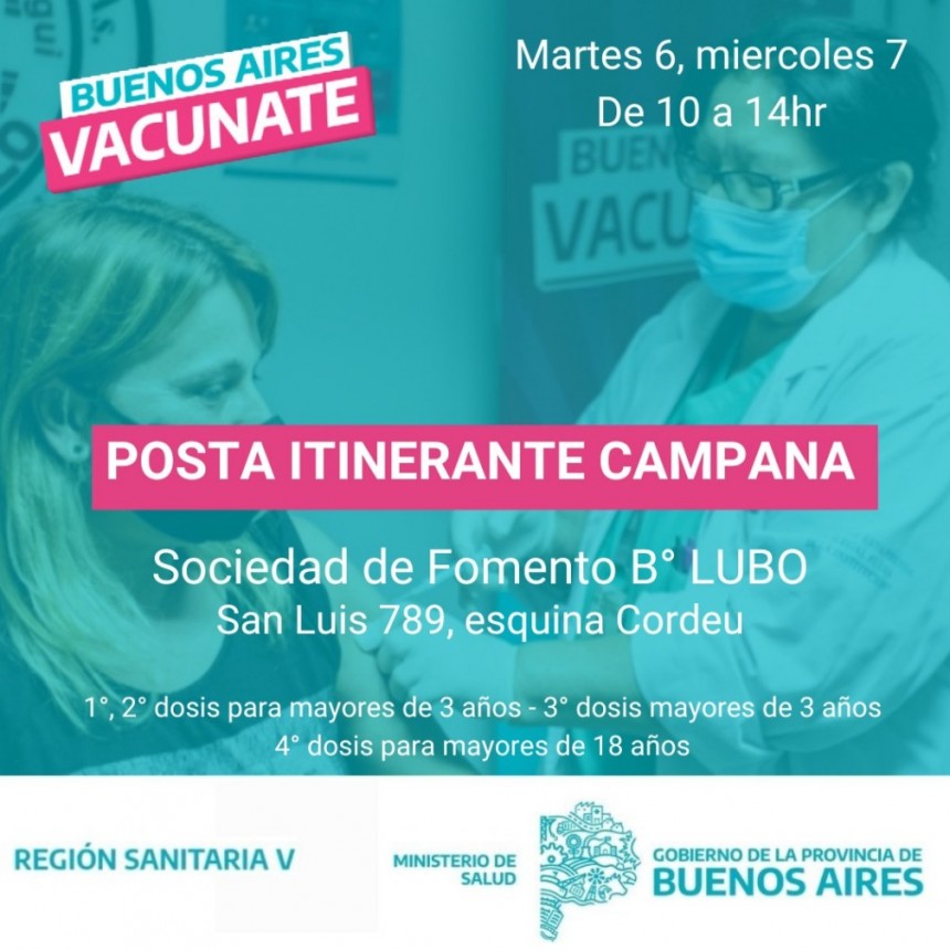 Nueva posta itinerante para vacunarse contra el COVID-19