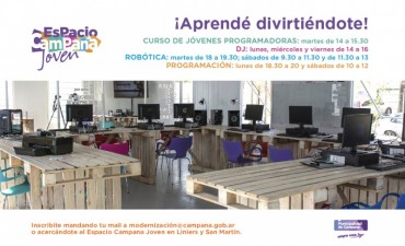 Espacio Campana Joven: lanzan cursos gratuitos de tecnolog&iacute;a avanzada