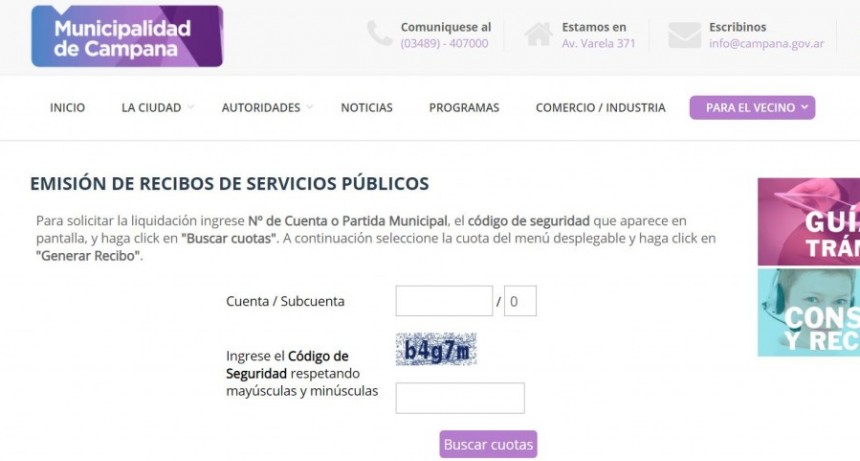 Barrido y Limpieza: los vecinos pueden descargar la boleta de Internet
