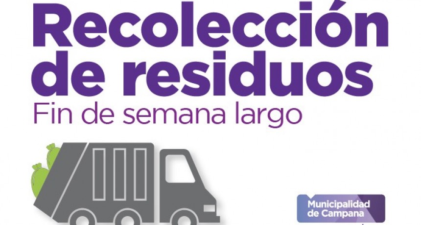 El lunes no habr&aacute; recolecci&oacute;n de residuos