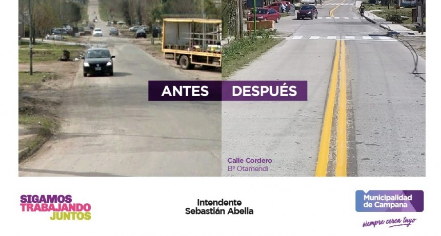 Seguridad vial: pintan l&iacute;neas demarcatorias en la calle de acceso a Otamendi