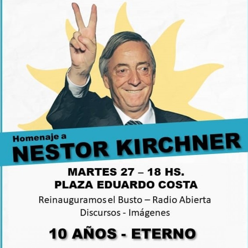 Hoy se realiza el acto por el 10° aniversario  de la muerte de Néstor Kirchner