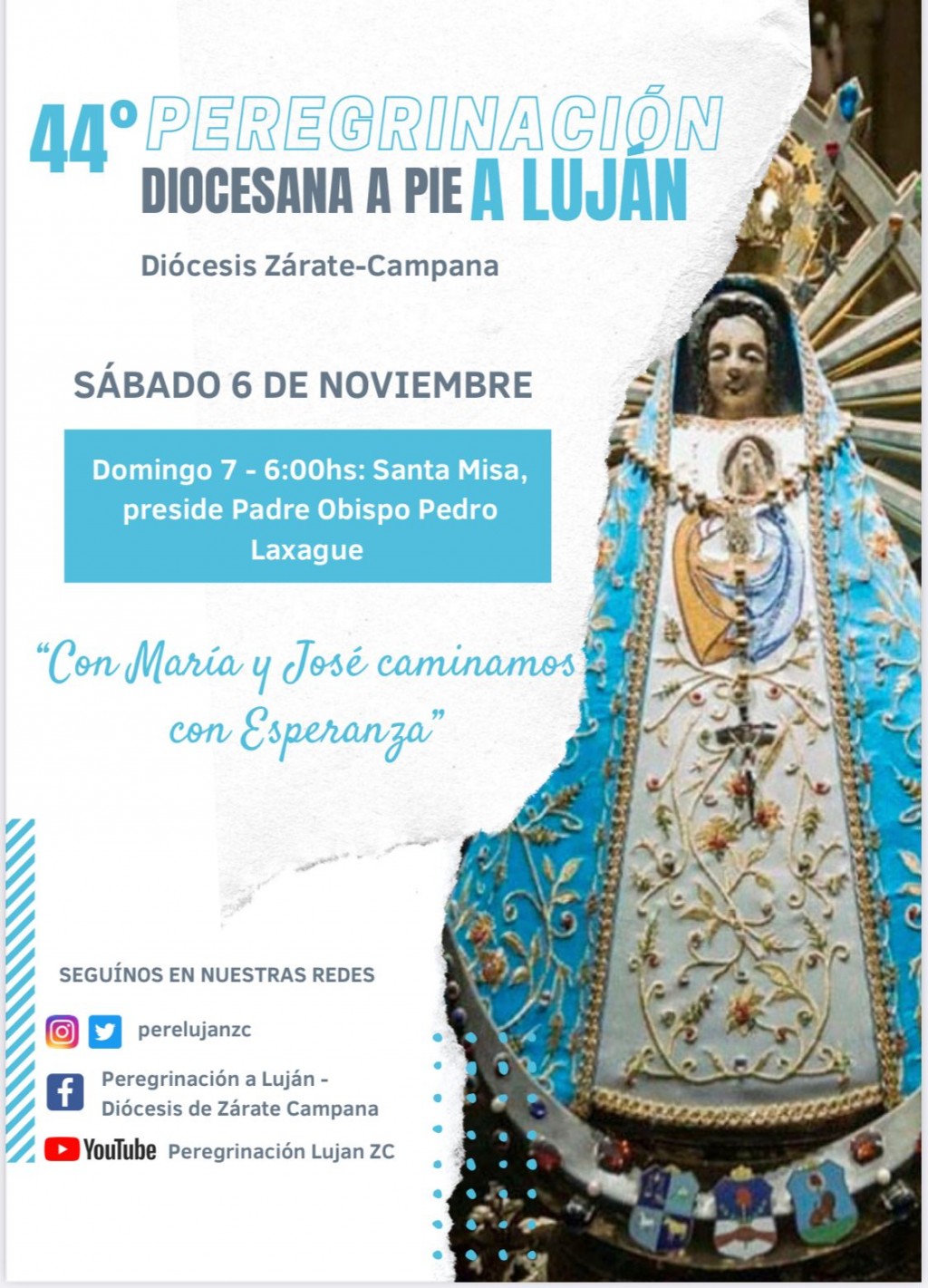 El sábado 6 de noviembre se llevará a cabo la Peregrinación a Luján