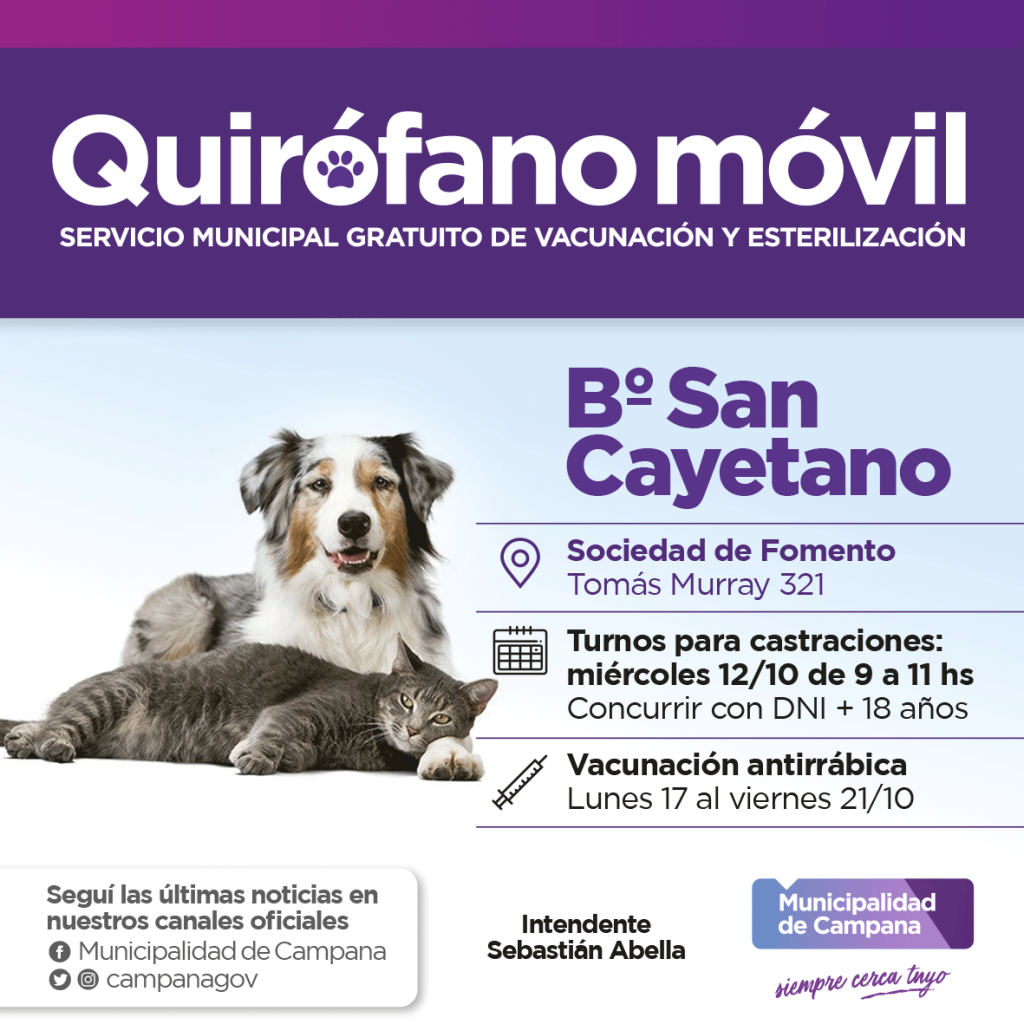 Quirófano móvil: el Municipio realizará castraciones en San Cayetano