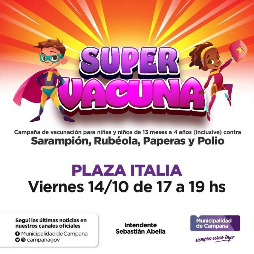 Campaña contra el sarampión, rubéola, paperas y polio: mañana habrá un operativo en Plaza Italia
