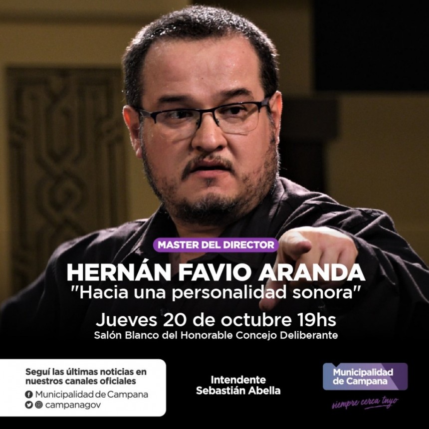 El director Hernán Aranda brindará una clase magistral en Campana 