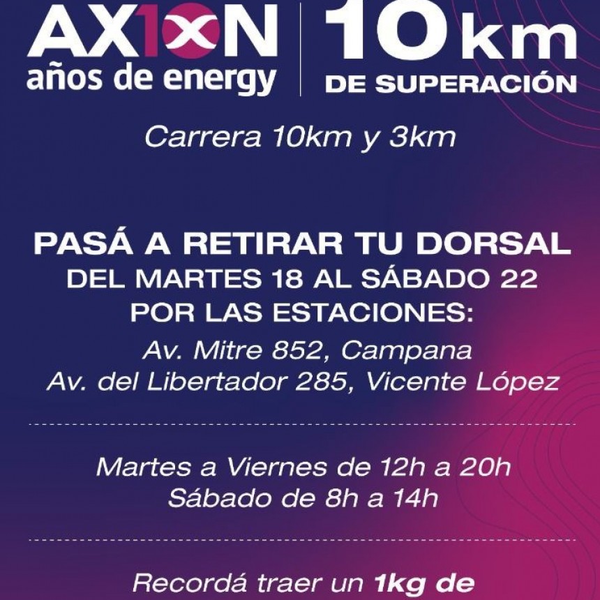 Se entregan los dorsales para la 10K de Axion Energy 10º Aniversario