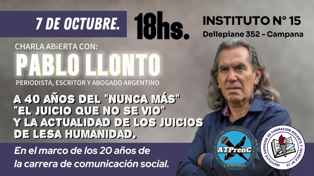 ATPRENC e Instituto N°15 invitan a charla con Pablo Llonto