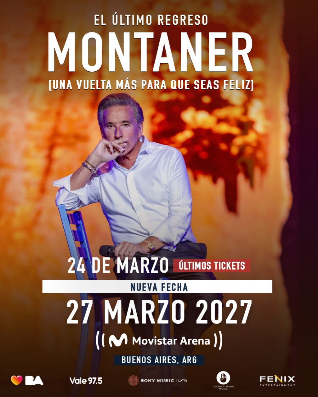 MONTANER suma una segunda fecha en MOVISTAR ARENA para que seas feliz