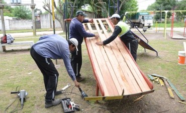 Ahora se repararon los juegos del barrio 9 de Julio 