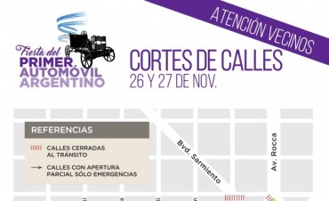 El Municipio informa los cortes de tr&aacute;nsito por la Fiesta del Primer Autom&oacute;vil Argentino