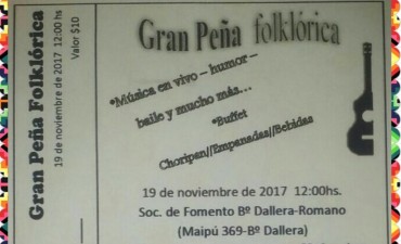 Pe&ntilde;a Folkl�rica a beneficio en la Sociedad de Fomento de Barrios Dallera-Romano