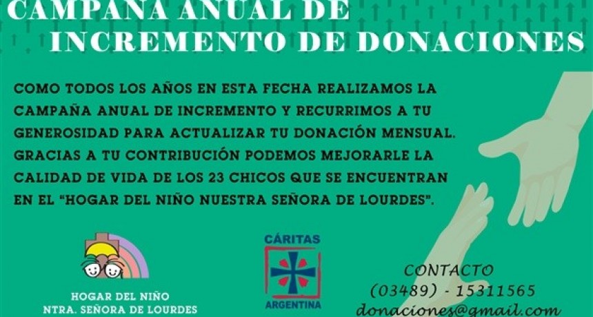 Campa&ntilde;a de Donaciones "Hogar del Ni&ntilde;o Nuestra Se&ntilde;ora de Lourdes"