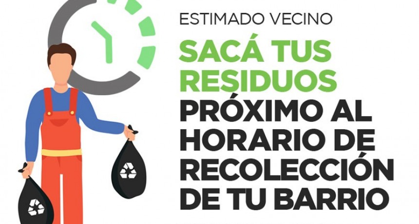 Solicitan a los vecinos respetar los d&iacute;as y horarios para sacar los residuos    