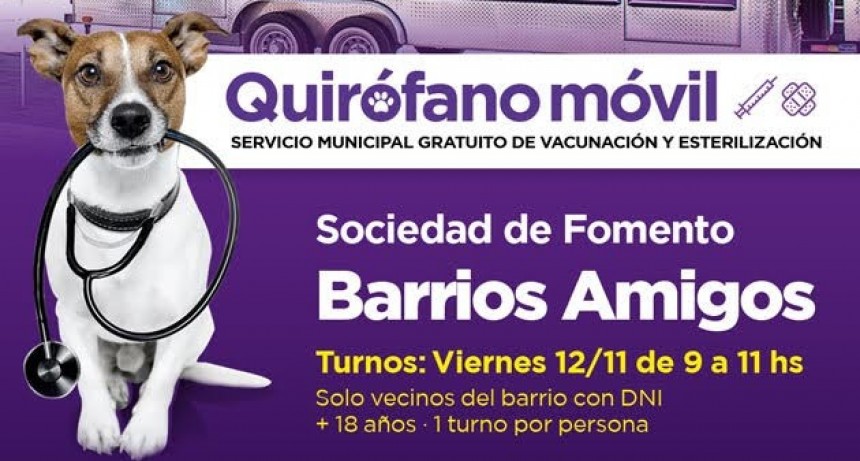 Este viernes se entregarán turnos para castraciones gratuitas en Barrios Amigos