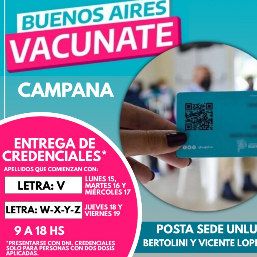 Se completa la primera etapa de entrega  de credenciales del plan de vacunación