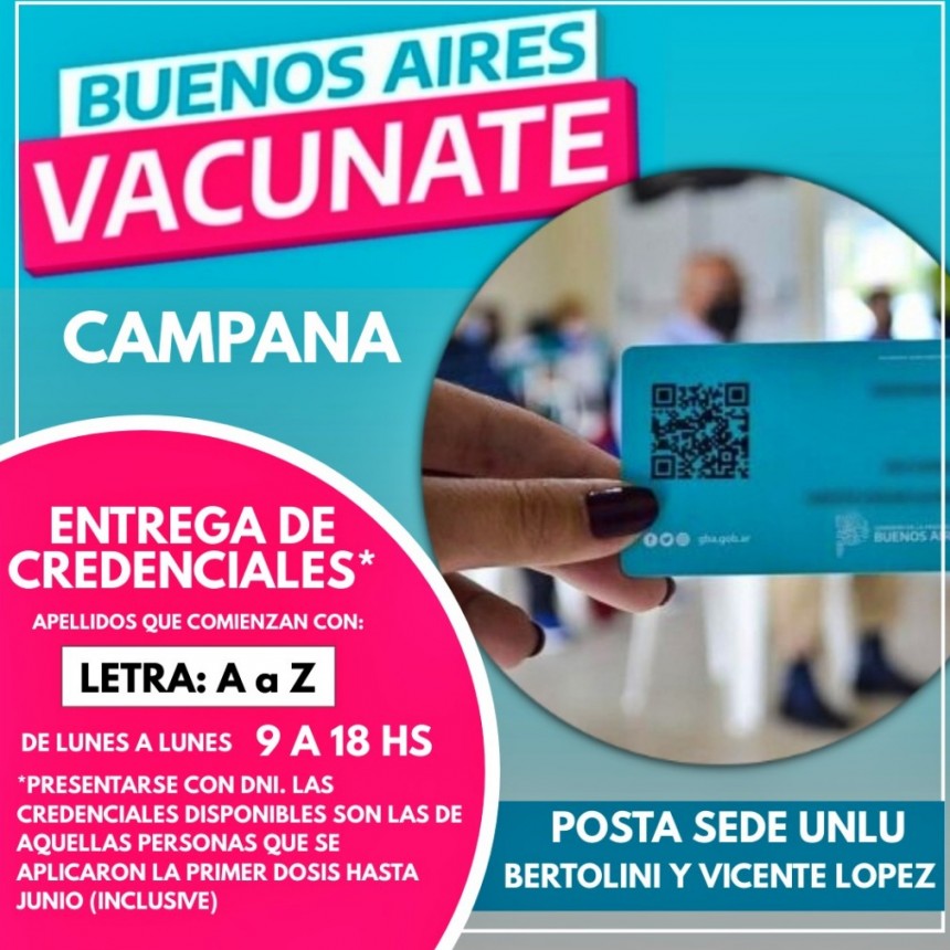 Nueva etapa en la entrega de credenciales  a vacunados contra el COVID-19