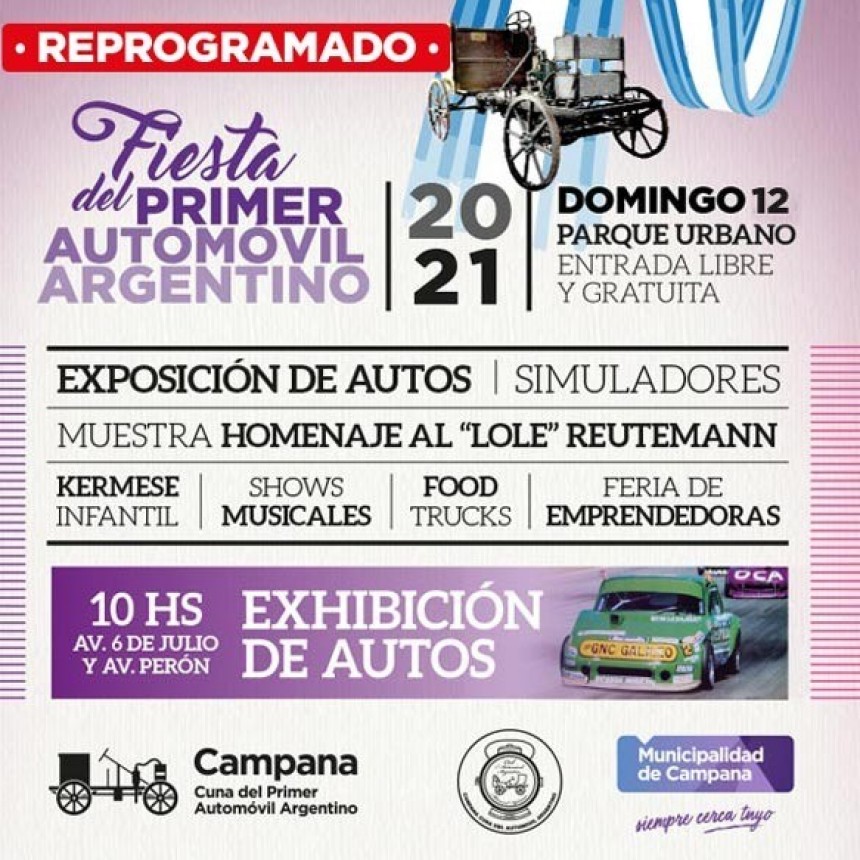 Reprograman la Fiesta del Primer Automóvil Argentino 