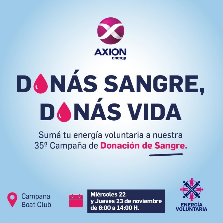Nuevas jornadas de donación de sangre organiza Axion
