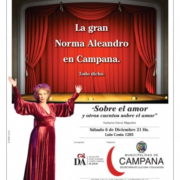 &ldquo;Sobre el amor y otros cuentos sobre el amor&rdquo;, el unipersonal Norma Aleandro llega a Campana