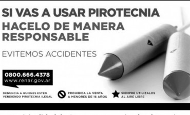 Ante la proximidad de las Fiestas de Navidad y A&ntilde;o Nuevo, el Municipio advierte sobre la compra y uso de pirotecnia