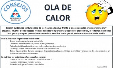 Defensa Civil brinda recomendaciones ante una ola de calor