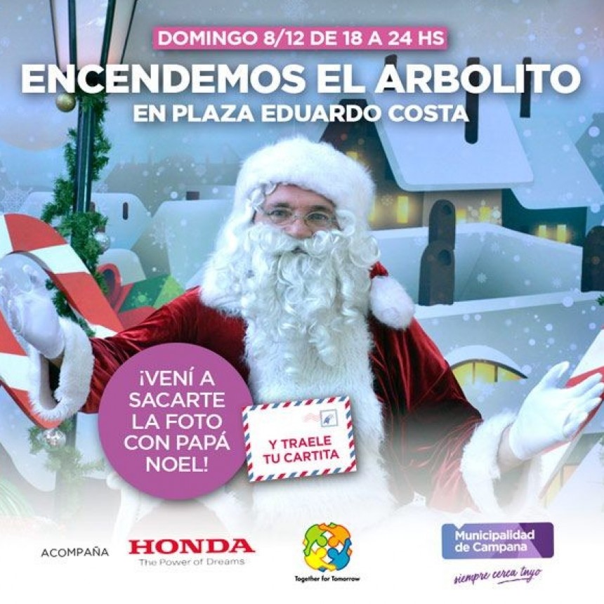 Pap&aacute; Noel visitar&aacute; este domingo la plaza Eduardo Costa