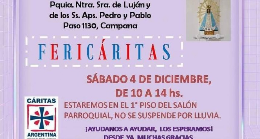 Se realiza Fericáritas este sábado 4 de Diciembre