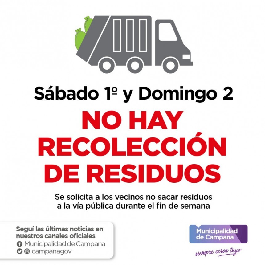 Informan cómo será la recolección de residuos en Año Nuevo